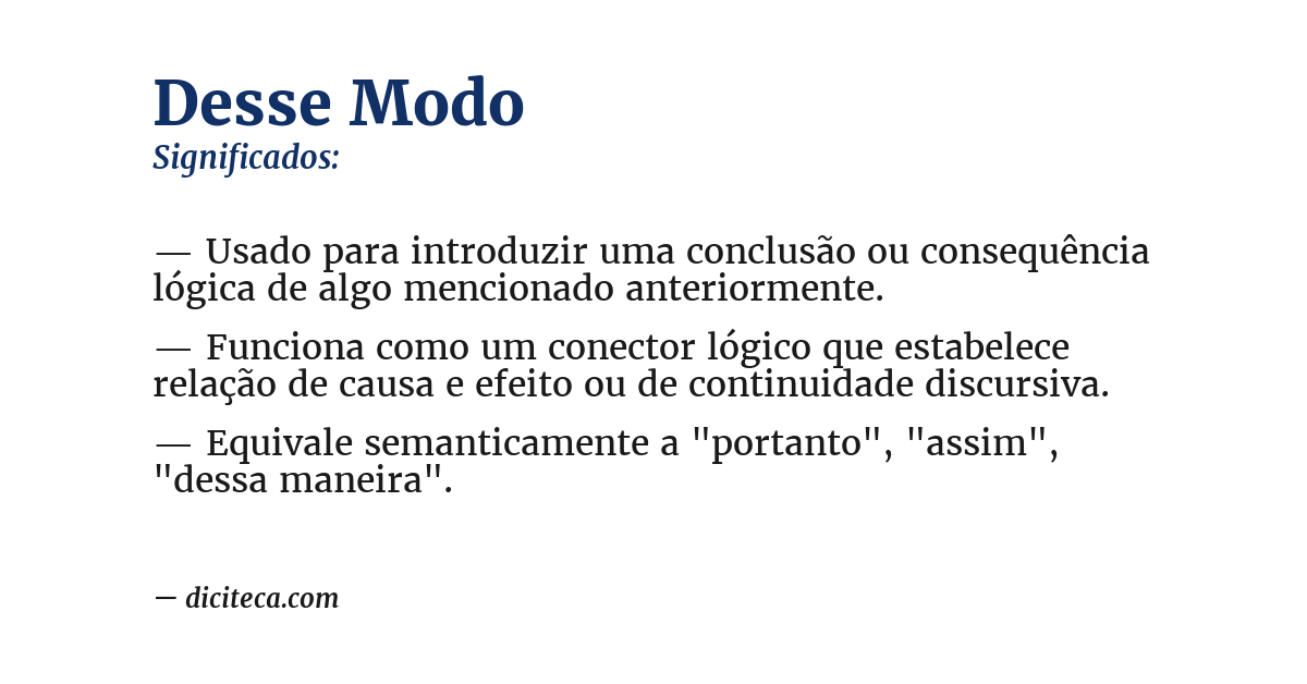 Significado de desse modo
