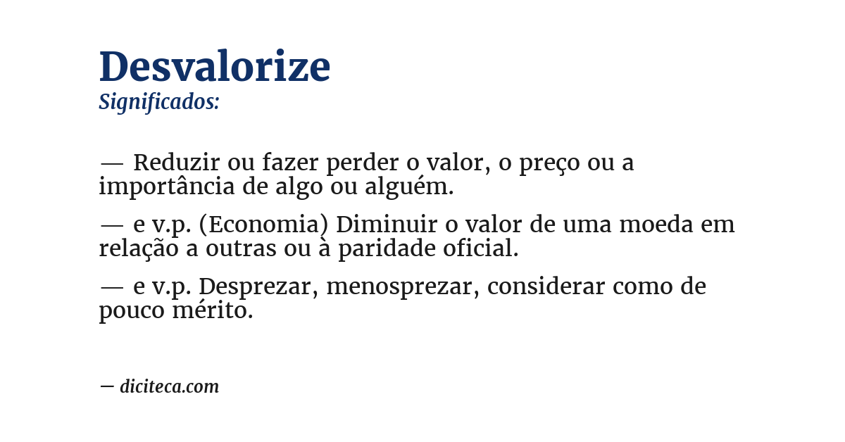 Significado de desvalorize