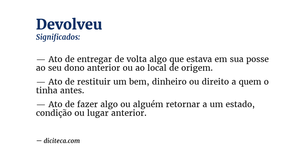Significado de devolveu