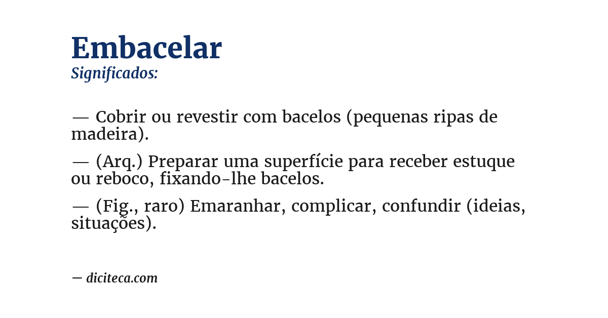 Significado de embacelar