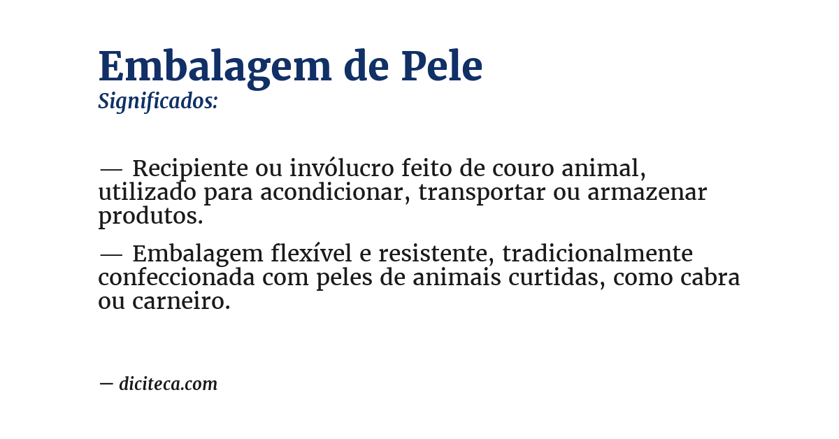 Significado de embalagem de pele