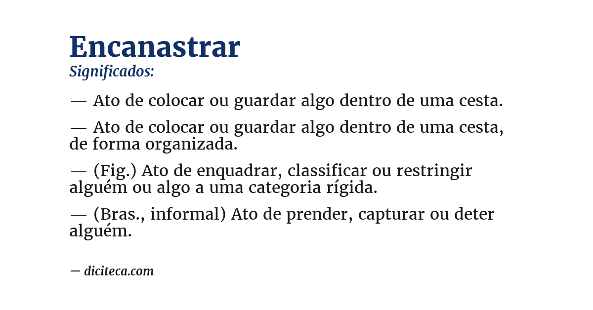 Significado de encanastrar
