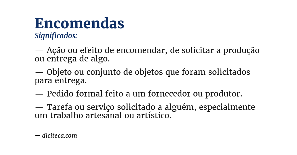 Significado de encomendas