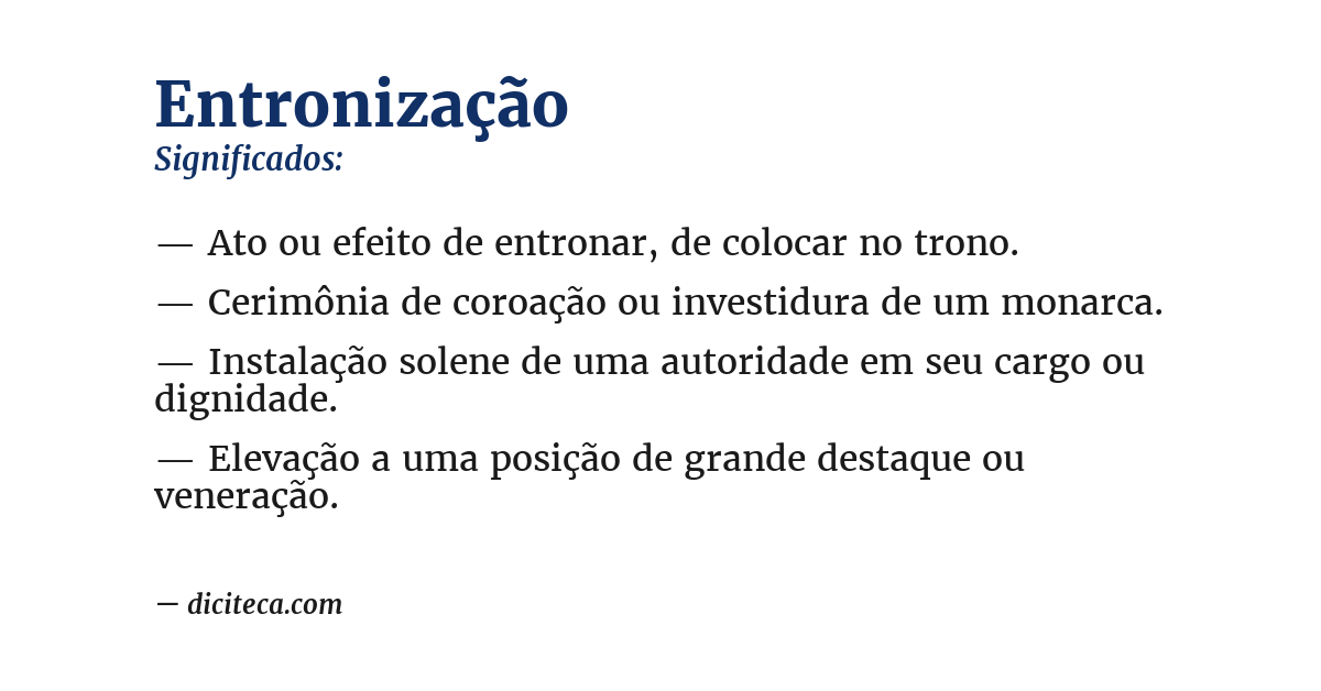 Significado de entronização