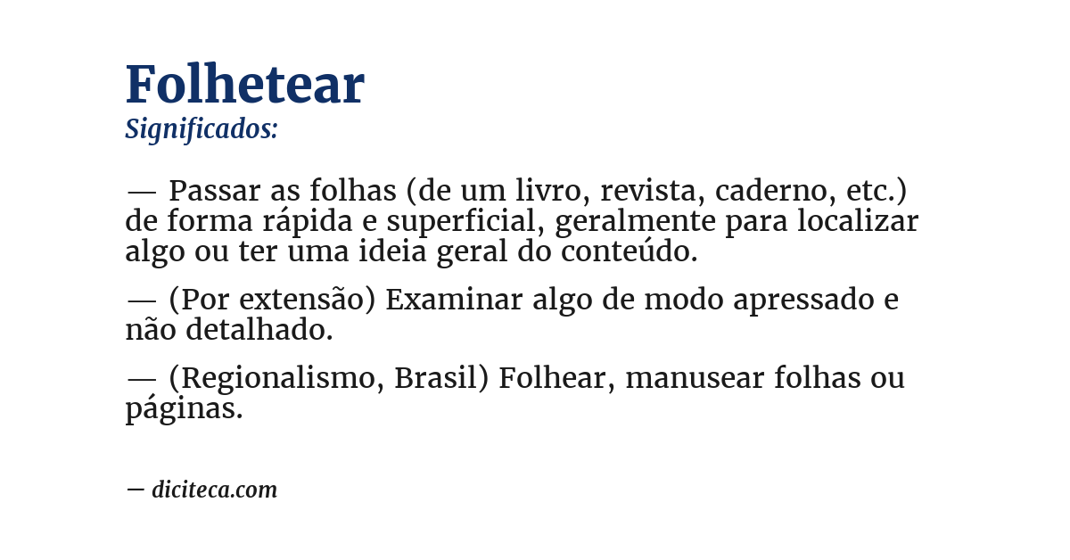 Significado de folhetear