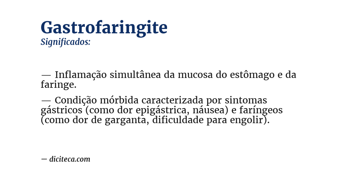 Significado de gastrofaringite