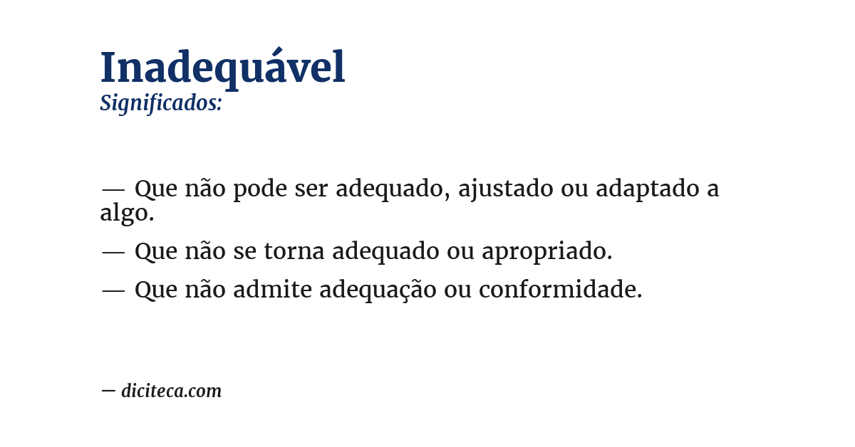 Significado de inadequável