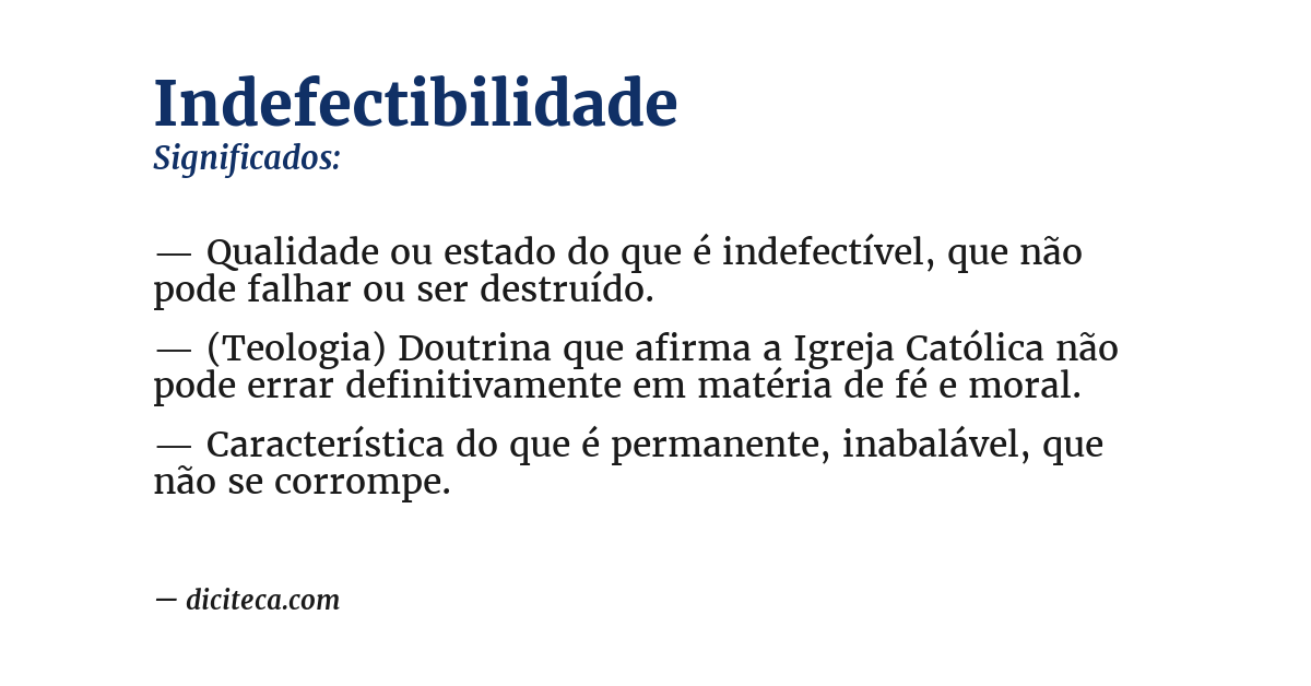 Significado de indefectibilidade