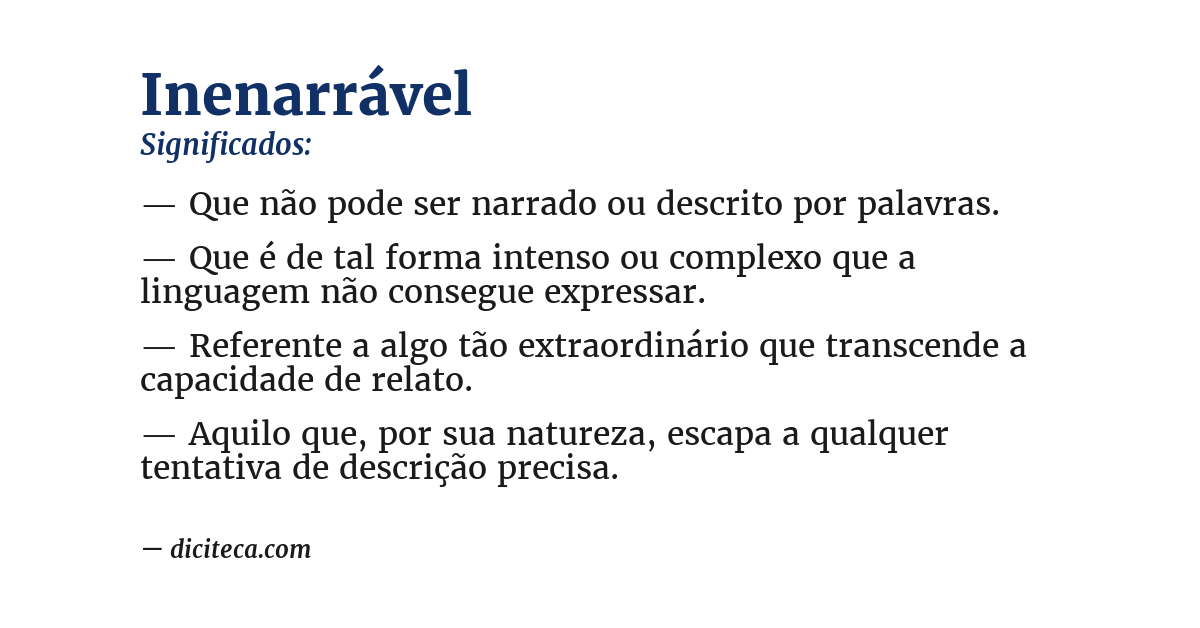 Significado de inenarrável