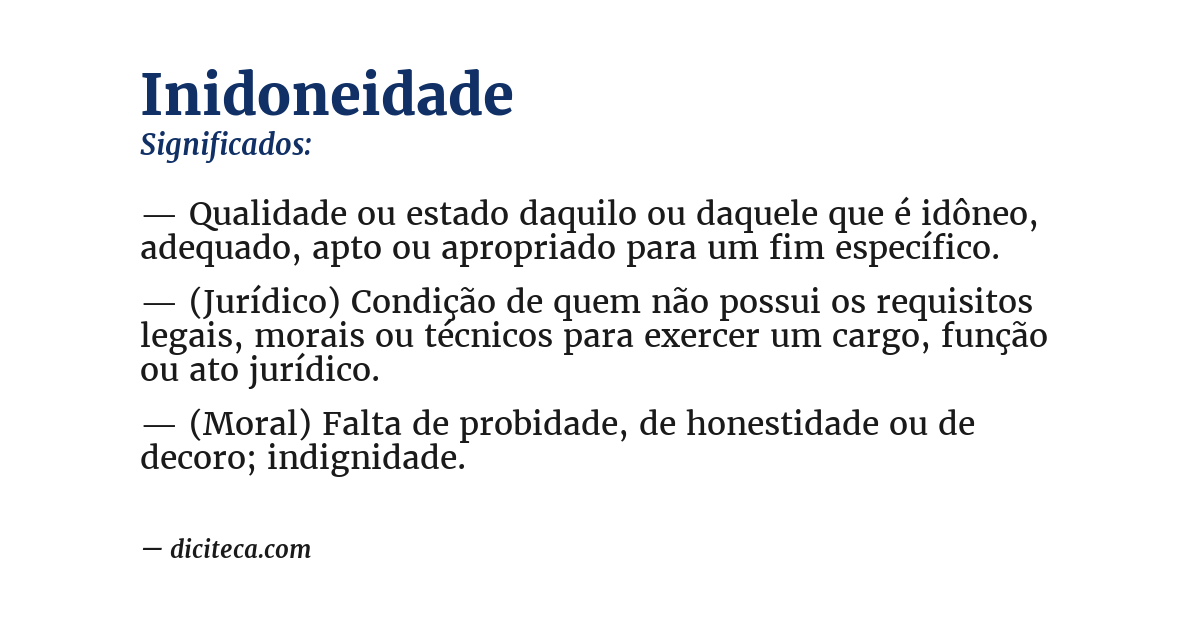 Significado de inidoneidade