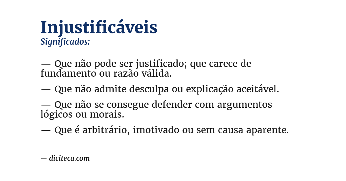 Significado de injustificáveis