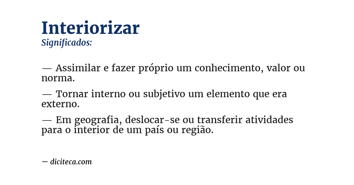 Significado de interiorizar