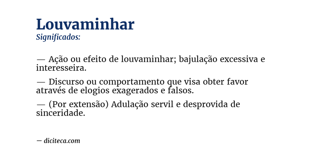 Significado de louvaminhar