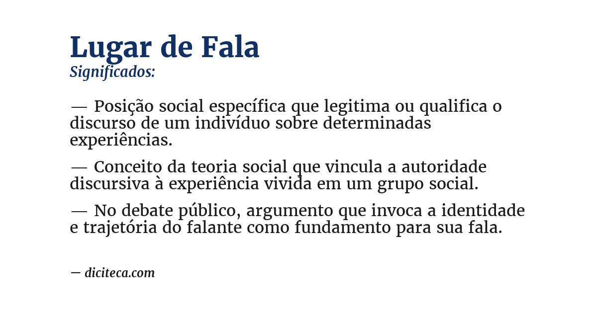 Significado de lugar de fala