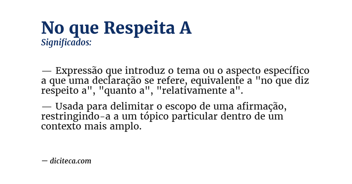 Significado de no que respeita a