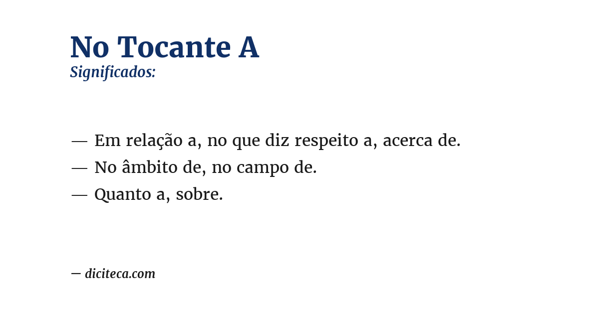 Significado de no tocante a