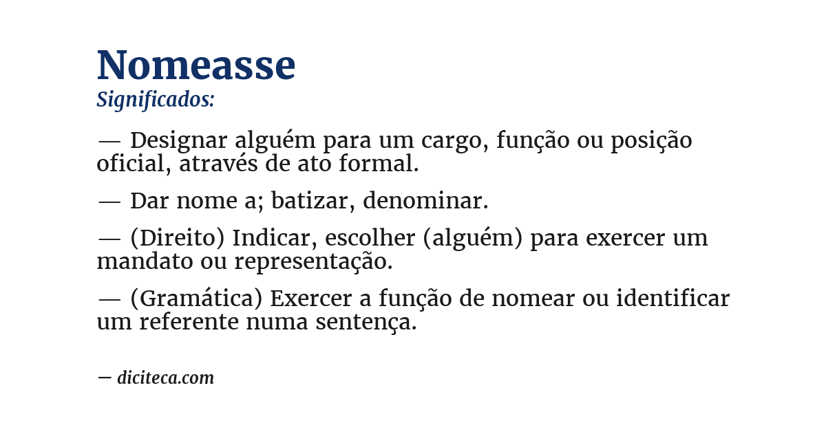 Significado de nomeasse