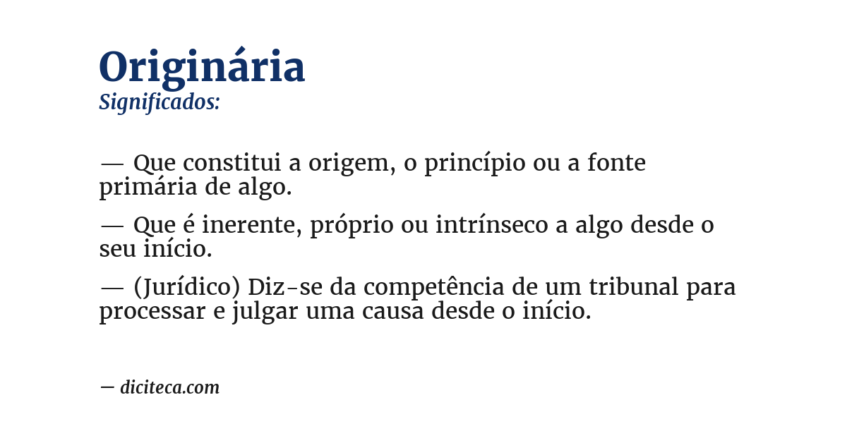 Significado de originária