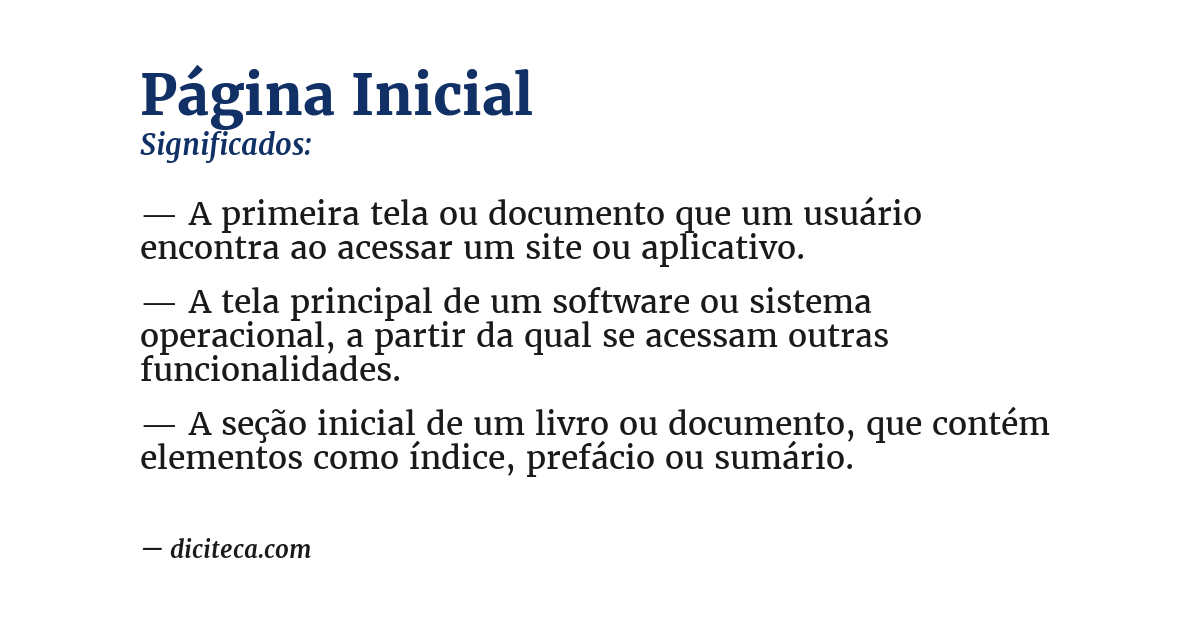 Significado de página inicial