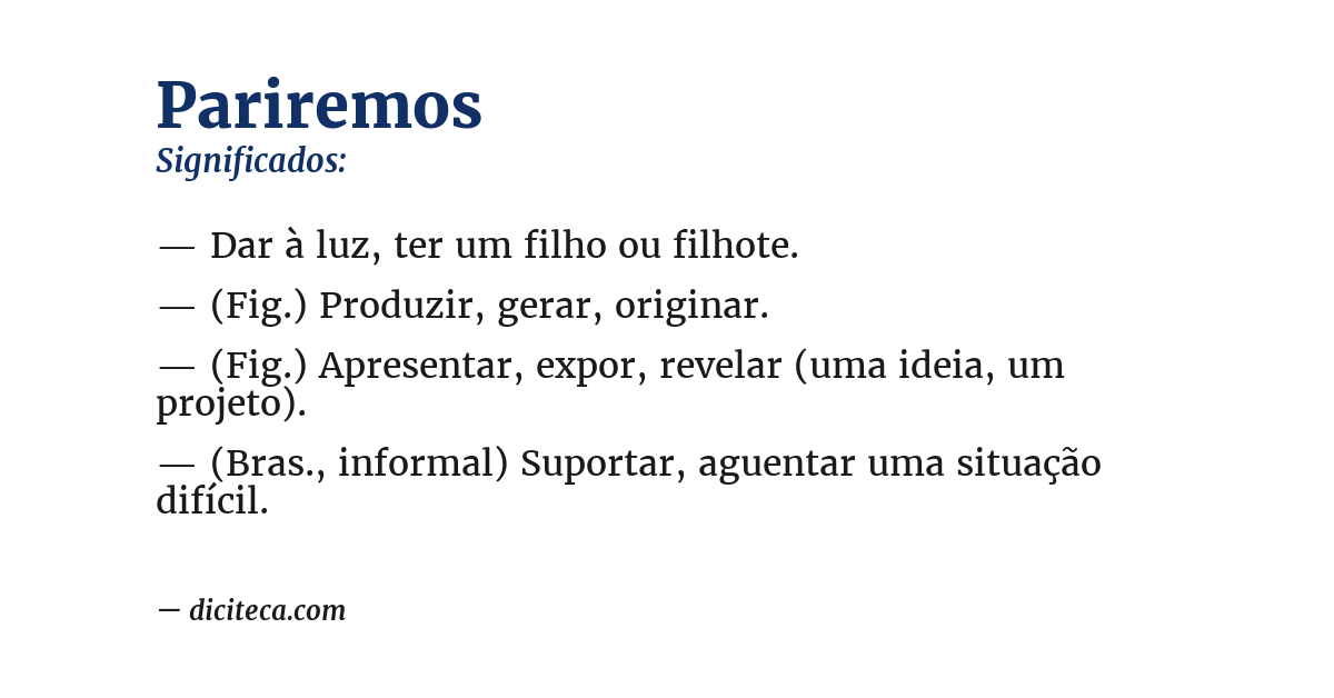 Significado de pariremos