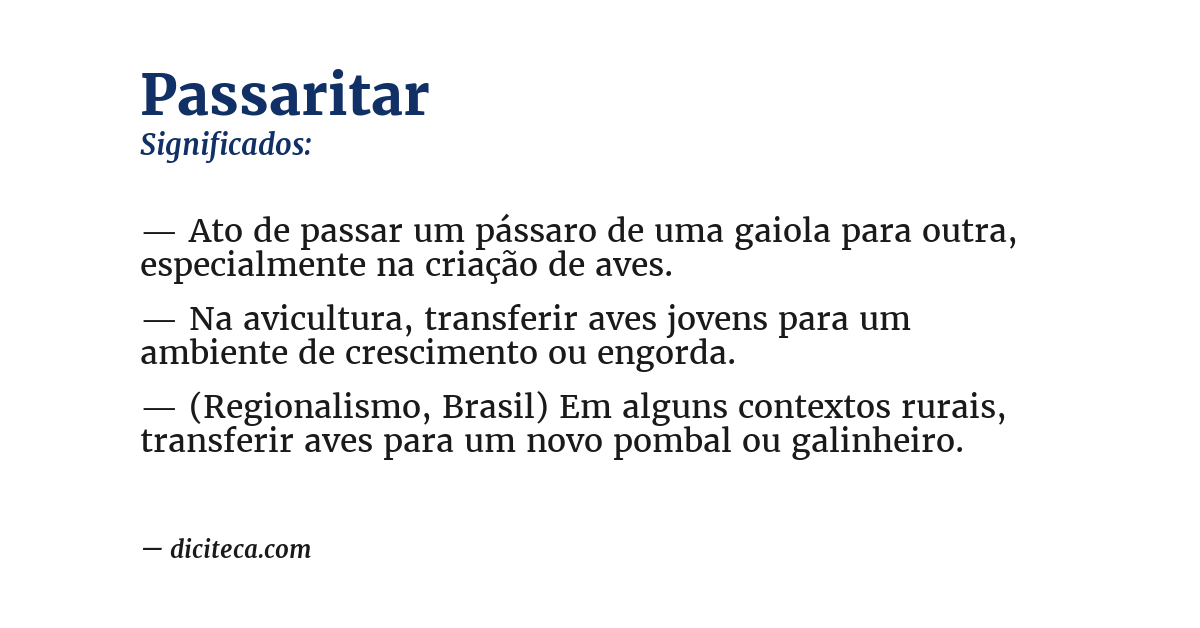 Significado de passaritar