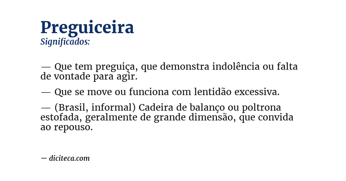 Significado de preguiceira