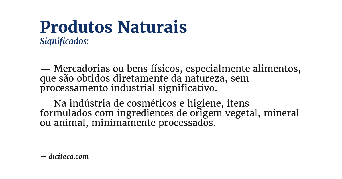 Significado de produtos naturais