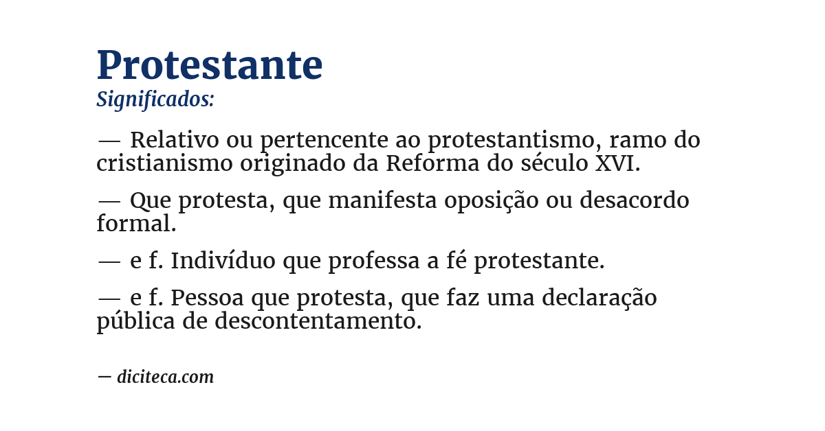 Significado de protestante