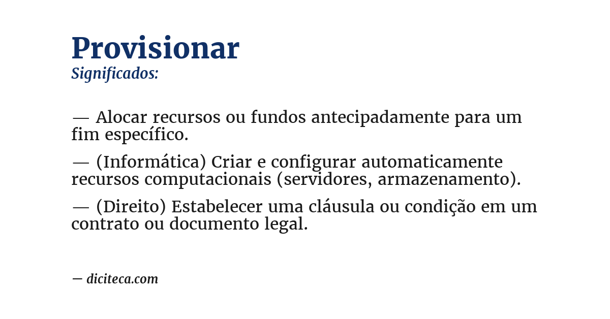 Significado de provisionar