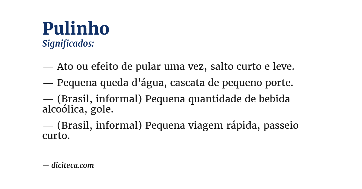 Significado de pulinho