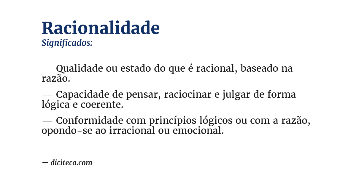 Significado de racionalidade