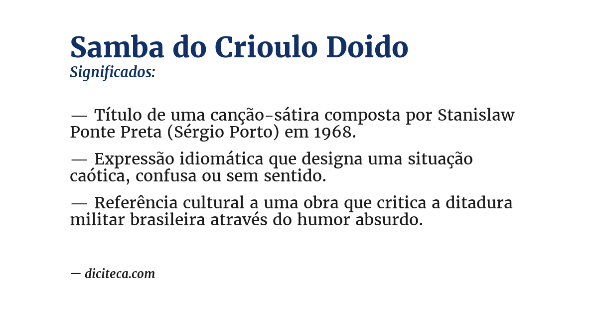 Significado de samba do crioulo doido
