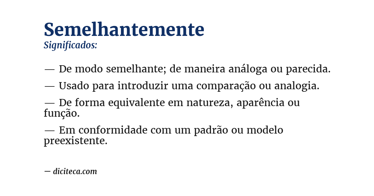 Significado de semelhantemente