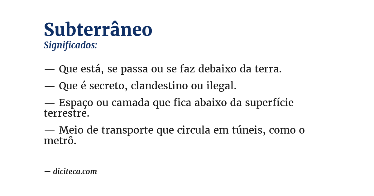 Significado de subterrâneo