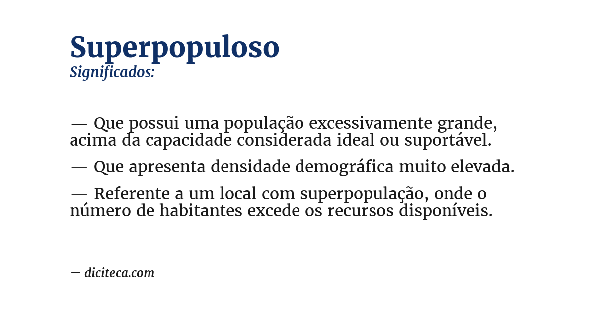 Significado de superpopuloso
