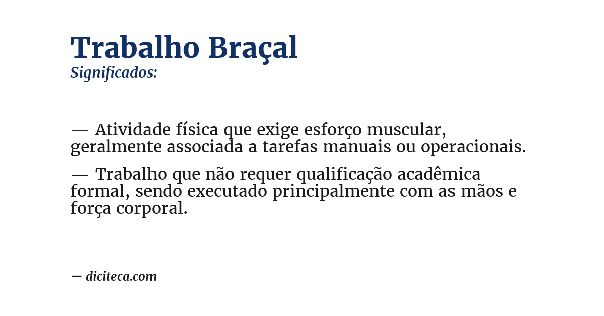Significado de trabalho braçal