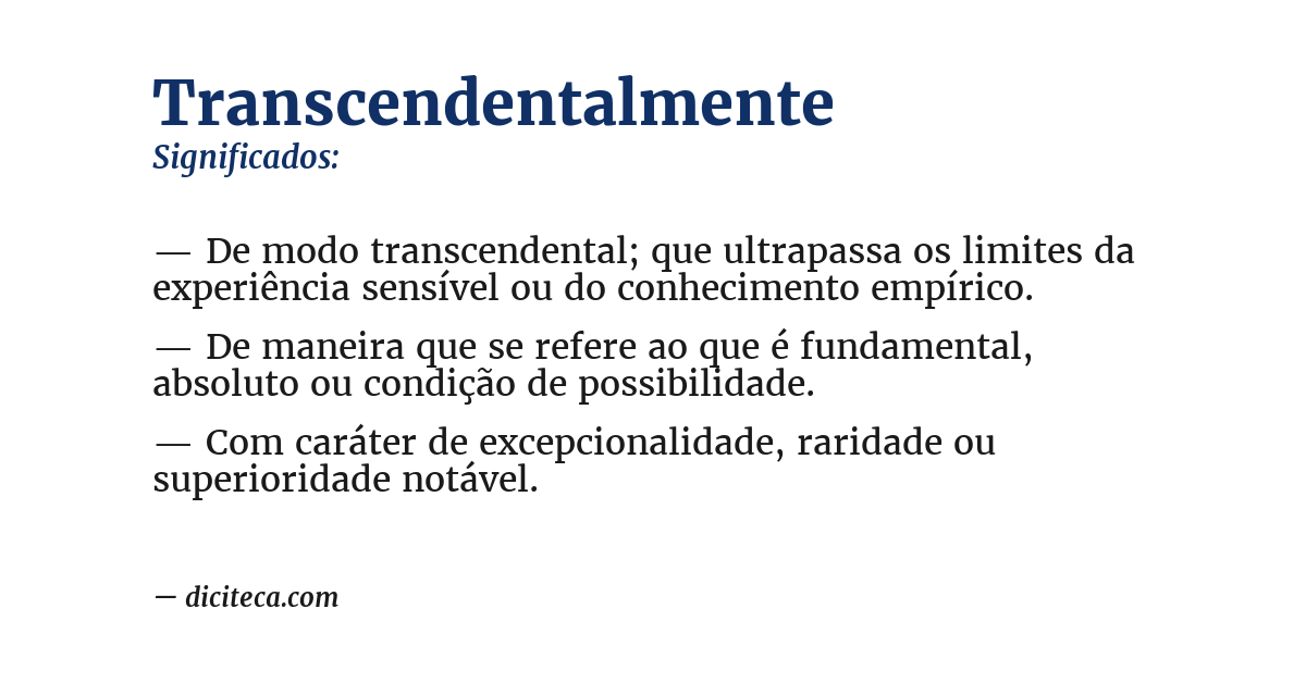 Significado de transcendentalmente