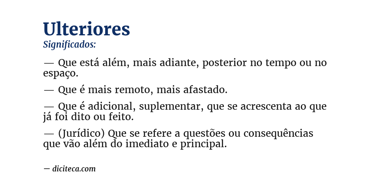 Significado de ulteriores