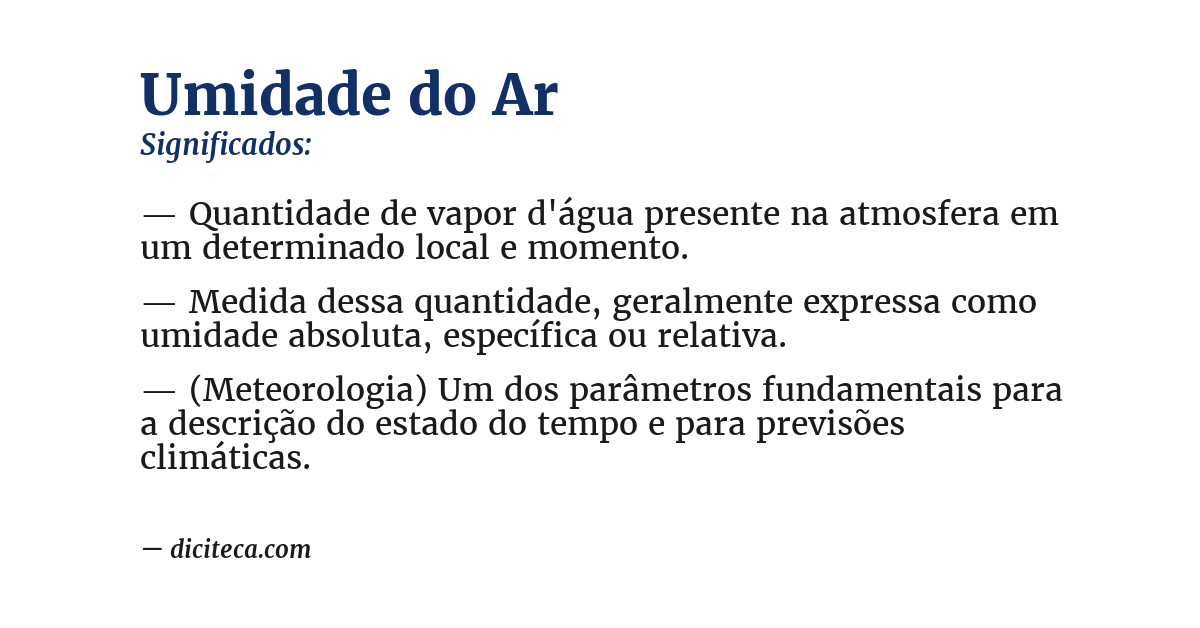 Significado de umidade do ar
