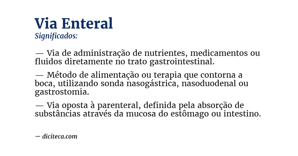 Significado de via enteral