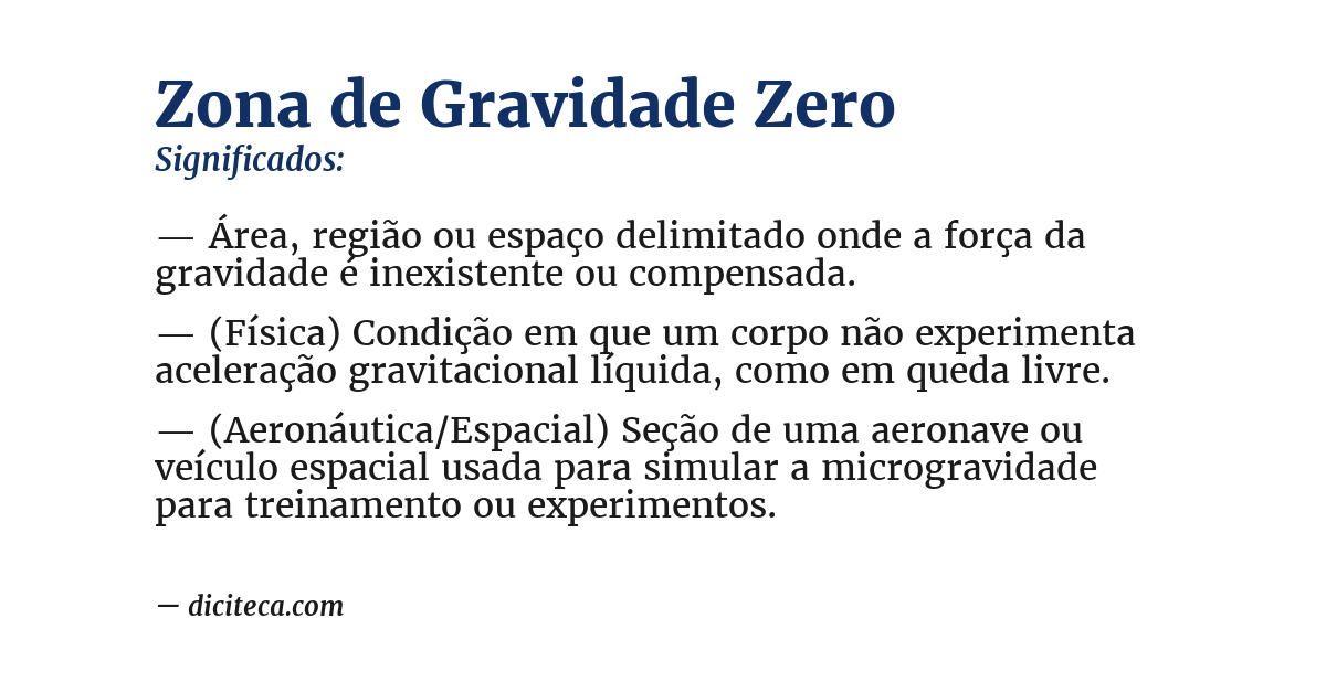 Significado de zona de gravidade zero