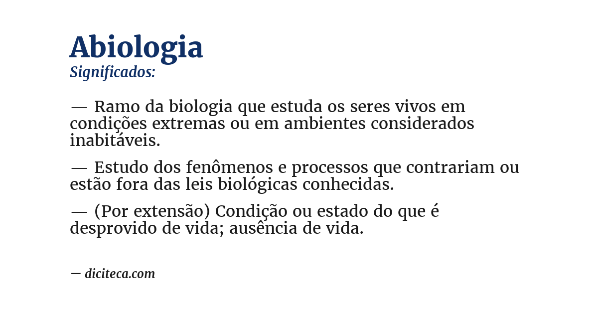 Significado de abiologia