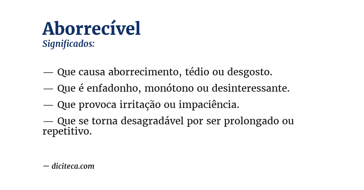 Significado de aborrecível