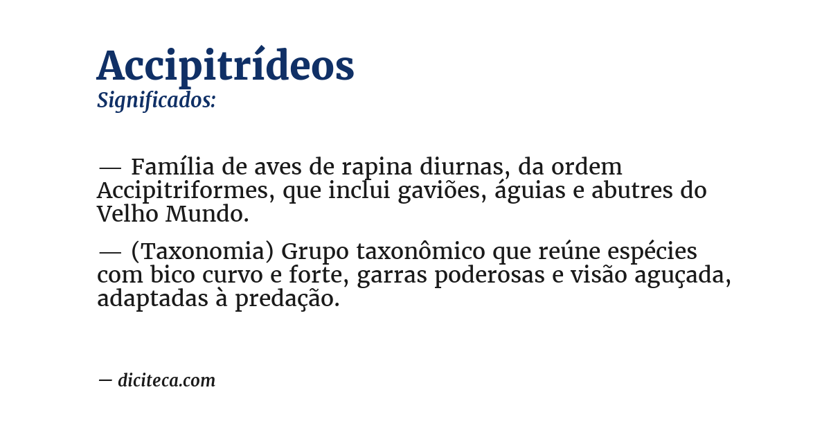 Significado de accipitrídeos