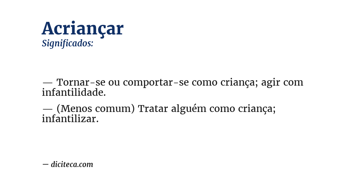 Significado de acriançar