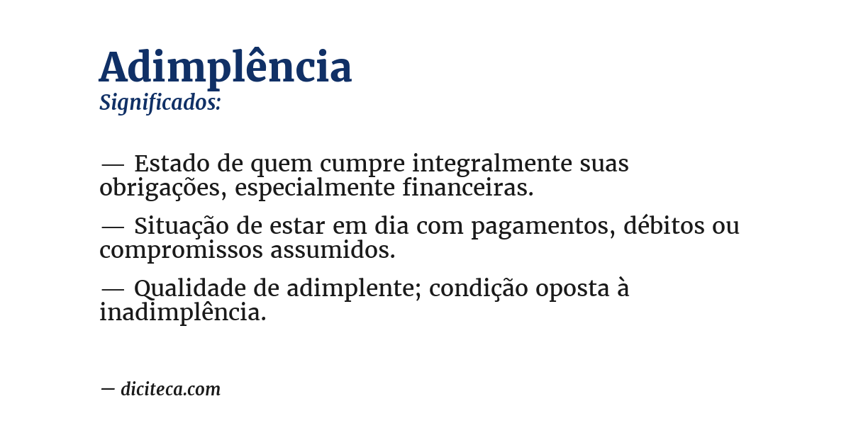 Significado de adimplência