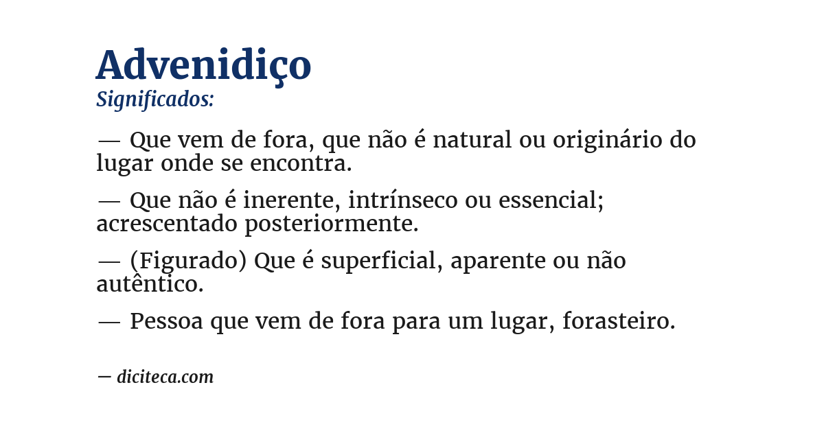 Significado de advenidiço