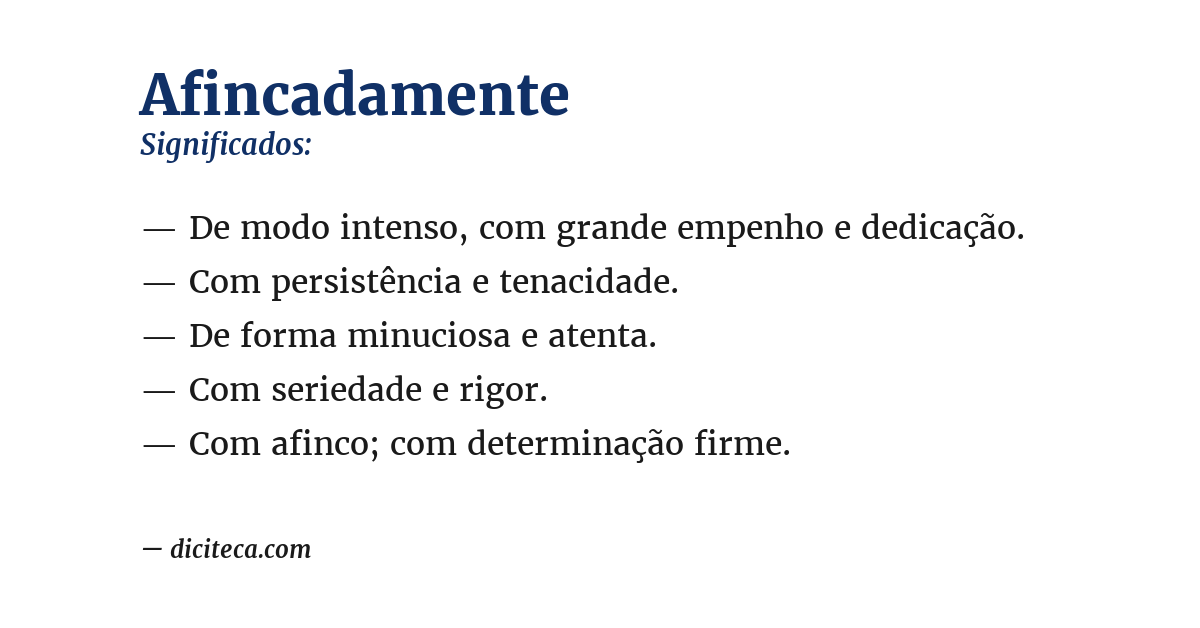Significado de afincadamente