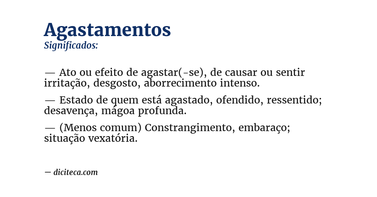 Significado de agastamentos