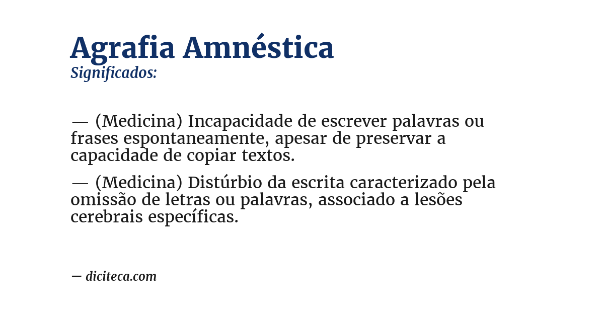 Significado de agrafia amnéstica